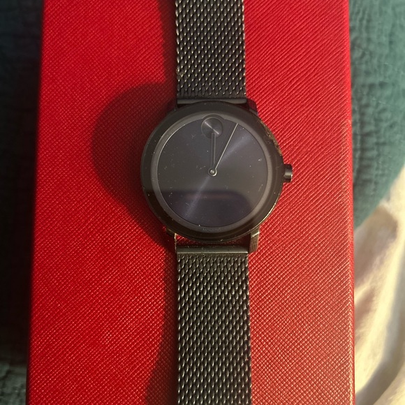 Movado Black Minimalist Mesh Strap Men's Watch
